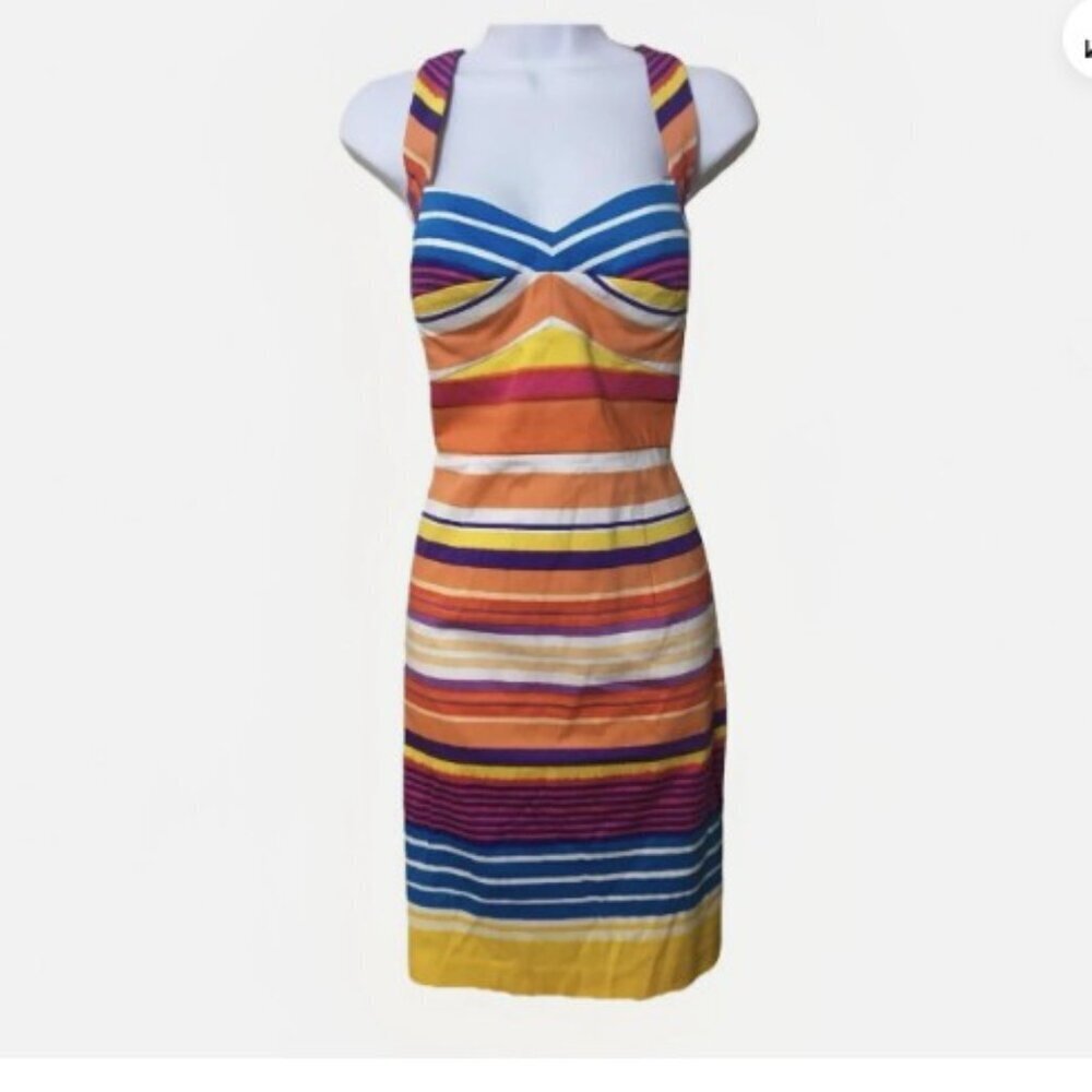 Calvin Klein Fitted Empire Waist Sundress Cross Straps Padded Bra Women's Size 4